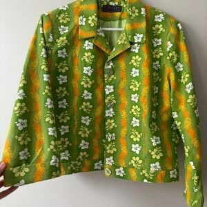 Vintage Cottagecore Floral Retro Cropped Fairycore ButtonDown Boho Medium Jacket